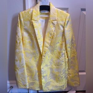 Amanda Uprichard Yellow Patterned Brocade Suit Jacket